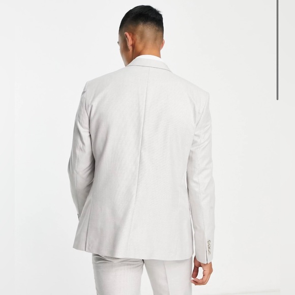Men’s River Island British 3 piece suit light grey textured 40R 32x32 NWT - Picture 2 of 5